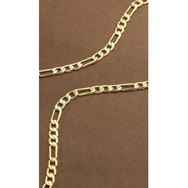 IMPRESSIVE 14K Gold Plated Figaro Link Chain 22 Inch Necklace 5MM Jewelry For Men and Women. Cadena de Oro Laminado Collar Para Hombre Mujer
