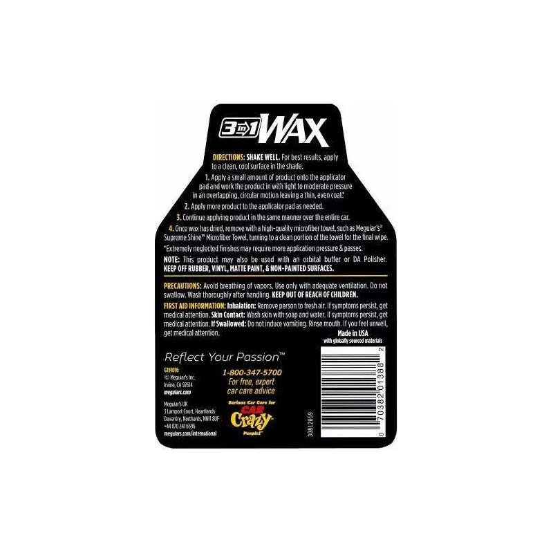 Meguiar's Cera Meguiars Wax 3 en 1, novedosa y novedosa