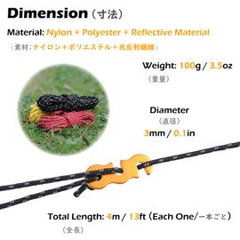 TRIWONDER Reflective Guyline, Tent Cord Nylon Paracord Rope with Guyline Adjuster for Camping Tent, Outdoor Packaging (Red - 8 Pack)