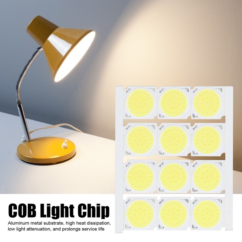 12Pcs COB Light Source High Power Round LED Chip 12W