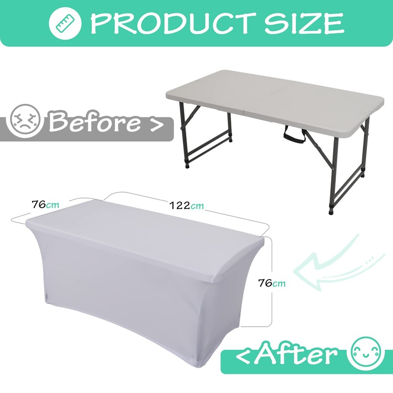 Rainberg 6ft & 4ft Stretchable Tablecloths for Rectangle Tables, Table