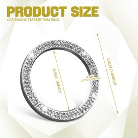 Bling Car Crystal Rhinestone Ring Emblem Sticker, Push to Start Button Cover/Sticker, Key Ignition Starter & Knob Ring, Car Interior Decoration Bling Car Accessories for Women