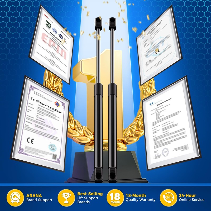 Arana Rear Window Glass Struts for 2002-2007 Jeep Liberty, 4365