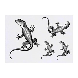 4 x 'Common Lizard' Temporary Tattoos - Water Resistant, Skin-Safe, Non-Toxic Transfers, Mixed Sizes (TO00078208)