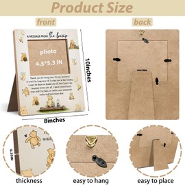 Hatzelou Winnie Baby Shower Sign Picture Frame, A Message From The Bump Baby Sonogram Picture Frame, Classic Winnie Baby Shower Gender Reveal, Pregnancy Milestone Keepsake for Expectant Mother