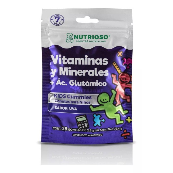 Solanum Vitaminas Para Niños Acido Glutámico 28 Gomas Uva Belabear