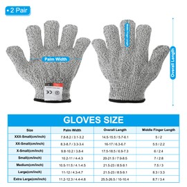 PATIKIL Cut Resistant Gloves, 2 Pair Level 5 Protection Anti Cutting Gloves Cut Proof Gloves for Kitchen Wood Carving Working, Large, Gray