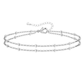 Kenivira Sterling Silver Bracelet for Women Dainty Layered Bracelets for Women Adjustable Silver Bracelet Jewellery for Women