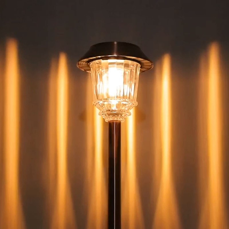 DenicMic Solar Garden Lights Outdoor Pathway Lights Glass Stainless Steel