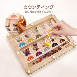 Mamimami Home Magnetic Wooden Maze Board, Fingertip Play, Color Play, Number Play, Children, Educational Toys, Montessori, Cognitivity, Imagination, Wooden Toy, Board Game, For Babies, 3, 4, 5 Years Old and Up, For Kids, Kindergarten, Kindergarten, Kinde