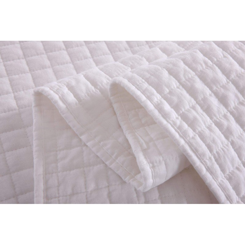 MarCielo 3 Piece 100% White Cotton Quilt Set Lightweight Bedspread