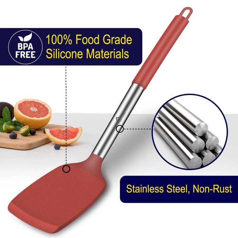 HOTEC Silicone Spatula Set of 2 Heat-Resistant 600°F & BPA-Free