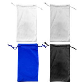 Mivanta 4pcs Microfiber Glasses Pouch Sunglasses Pouch Soft Drawstring Case Bag – White, Black, Grey, Blue