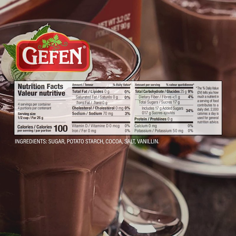Gefen Creamy Chocolate Pudding and Pie Filling Mix, 3.75oz (3Pack)