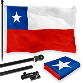 UD_G128 Combo Pack: 6 Feet Tangle Free Spinning Flagpole (Black) Chile Chilean Flag 3x5 ft Printed 150D Brass Grommets (Flag Inc