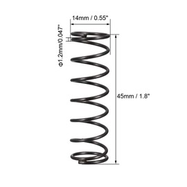 sourcingmap Compression Spring - 1.2mm Wire Dia , 14mm OD , 45mm Free Length Spring Steel Extension Spring,Black,10Pcs