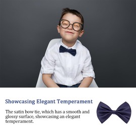 LINKPEACE Child Kids Suspenders Bow Tie for Boys and Girls Adjustable Elastic Classic Accessory Sets Age 5 to 13 Years (Black)