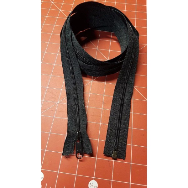 YKK Super Long Separating Black Zipper 69" Coil #5 Opens