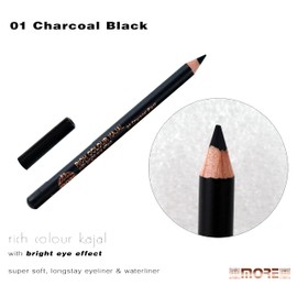 01 Black More Rich Colour Kajal Bright Eye Effect Eyeliner and Waterliner Inner Eyelid Cabbage