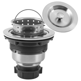 LQS Kitchen Sink Drain Assembly, 3-1/2-inch Kitchen Sink Strainer and Stopper with Deep Removable Waste Basket, Stainless Steel Sink Basket Strainer with Drain Assembly, Polished Satin Finish