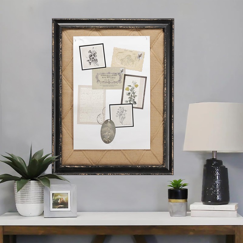 Vision Board Linen Bulletin Board Black Frame, 21"×27" Pin Boards