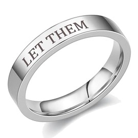 Let Them Band Rings for Women Men Self Worth Motivational Inspirational Ring Stainless Steel Encouragement Wedding Bands Stacking Couple Friendship Gift to Sorority Jewelry Valentine's Day (Silver,11)