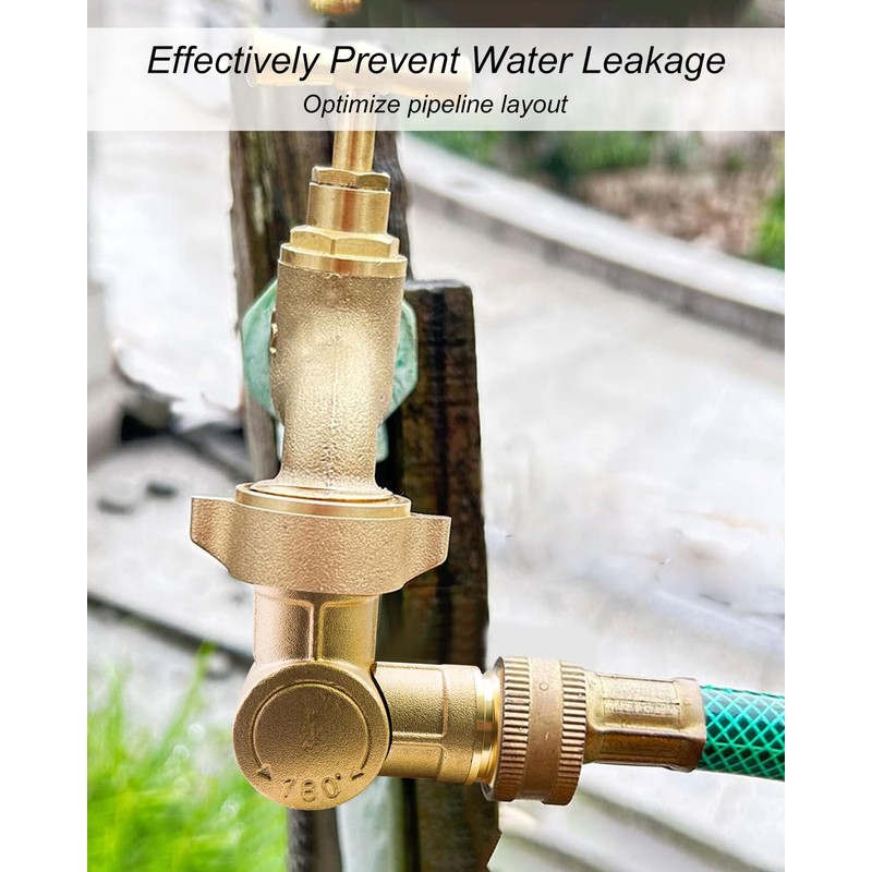 QLZOZB 180-Degree Rotating Brass Hose Elbow Connector Fit for Garden