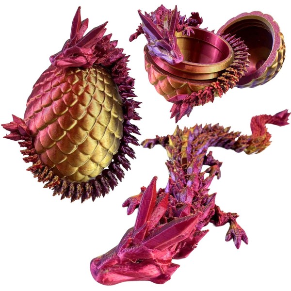 Easter Basket Stuffers, 3D Printed Dragon in Egg, Surprise Egg