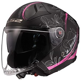 LS2 Helmets Open Face Infinity II Helmet (Lotus Matte Black/Pink - 2X-Large)