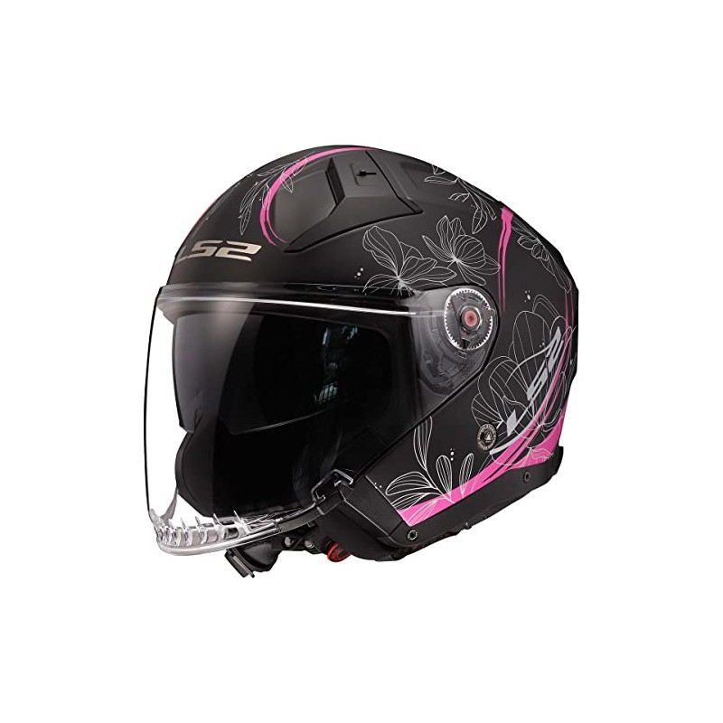 LS2 Helmets Open Face Infinity II Helmet (Lotus Matte Black/Pink