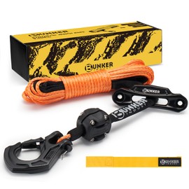 BUNKER INDUST 3/16" x 50' Synthetic Winch Rope Kit,8200 LBS Winch Line Cable Replacement with Protective Sleeve+Winch Fairlead+ Stopper+Hook for 4WD Off Road Vehicle ATV UTV SUV(Orange)