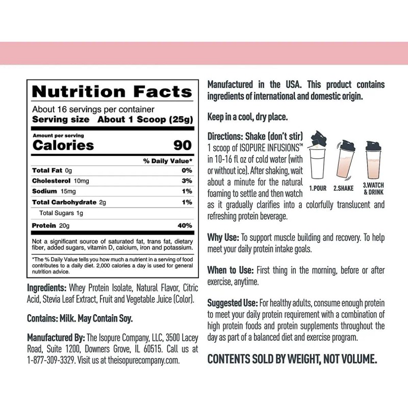 Proteína Infusión Isopure Infusions Sabor Ponche 400g