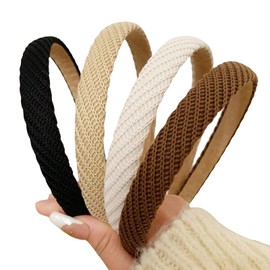 Zernblend Pack of 4 Trendy Headbands, Women's Headbands, Hair Band (Black/Beige/Coffee/Brown)