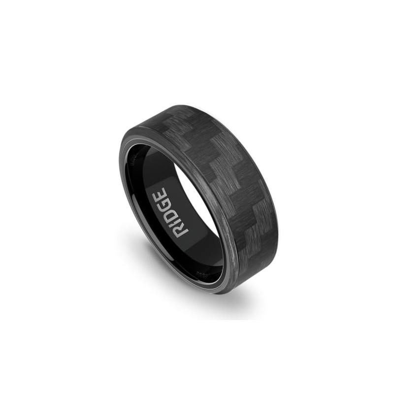 Ridge Beveled Ring Set 6mm - Carbon Fiber 3K -