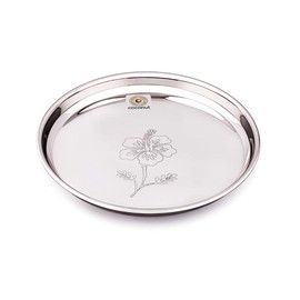 Coconut Stainless Steel (Heavy Guage) Platina Laser Engrave Design Dinner Set/Dinnerware - 6 Pieces