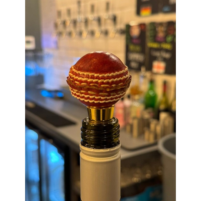 CRICKET-GIFTS - Real Leather Mini Cricket Ball Wine Stopper |