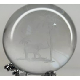 HDCRYSTALGIFTS 3D Elephant Crystal Ball Paperweight 60MM Laser Engraved