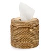 SUMTree Rattan Tissue Box Round Paper Box Organizer for Office
