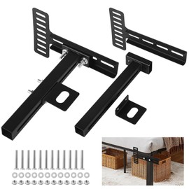 2 Pcs Bed Headboard Brackets, Adjustable Mounting Extension Brackets, Universal Headboard Attachment Kit for Adjustable Bed, Iron Construction, Black Metal Finish, Easy Installation