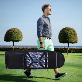 Golf Travel Bags for Airlines with Wheels and ABS Hard ， Protect Your Clubs,Oversize Tank Wheels，Sports Fashion is Suitable for Both Men and Women GE