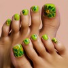Green Toenails Press on Short Square Fake Toe Nails Spring