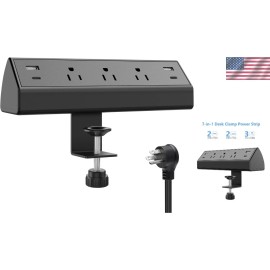 Desk Clamp Power Strip with 2 PD 20W USB-C Ports & 3 Outlets - 40W Fast Charging