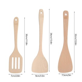 3 Pieces/Set of Unpainted Wooden Spatula Raw Wood Spatula Kit for Non-Stick Pan Kitchen Accessories Cooking Tools