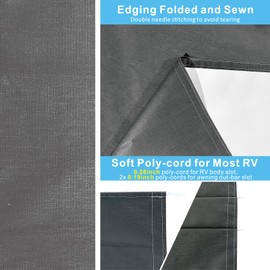 Dulepax RV Awning Fabric Replacement(10'2" Fabric) Heavy Duty 16 oz Vinyl Fabric Awning for Camper, Universal Camper Awning Replacement for All Trailer Awning Brands Grey