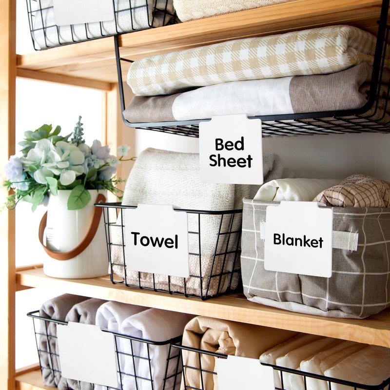 Siifert 50 Pcs Basket Labels Clip Set for Storage Bins