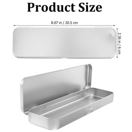 XXLKVSK Portable Metal Pencil Box Pen Holder Makeup Brush Organiser Stationery Box Metal Hinged Tin Case Silver Pencil Case for Pen Craft Organize