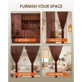 Erfolkerz 90 Strands Beaded Curtain for Doorways -35.5"x79"- Handmade Natural Beaded Curtains，Boho Doorway Wood and Bamboo Bead Curtain-As Insect Screen/Room Divider-Brown