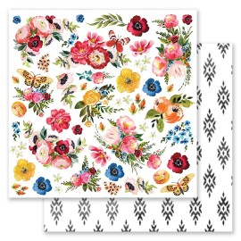 Prima PAINTED FLORAL (6 Sheets) 12x12 Paper Set with FOIL Scrapbook Planner