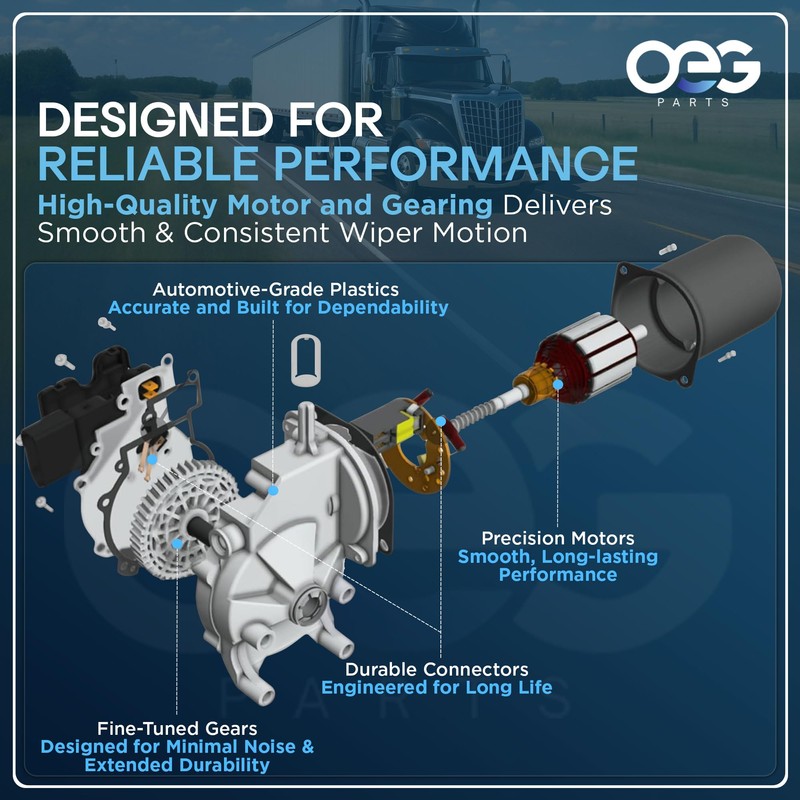OEG Parts New Windshield Wiper Motor Compatible with Peterbilt 387
