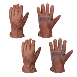 NBLEAGLO Retro Leather Work Gloves for Construction Yard Gardening with Reinforced Palm for Men and Women